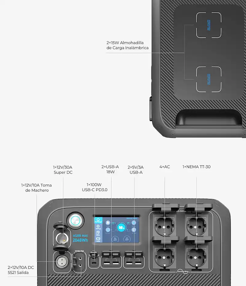 cuantos enchufes tiene la bluetti ac200max